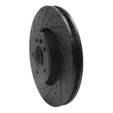 R1 18-20 Land Rover Range Rover Front Left Drilled & Slotted Black Brake Rotor