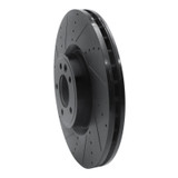 R1 18-25 Land Rover Defender 110 Front Left Drilled & Slotted Black Brake Rotor