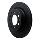 R1 2022-2025 Lexus GX550 Rear Left Drilled & Slotted Black Brake Rotor