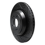 R1 17-19 Genesis G90 Rear Right Drilled & Slotted Black Brake Rotor