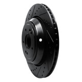 R1 17-19 Genesis G90 Rear Left Drilled & Slotted Black Brake Rotor