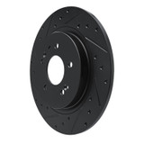 R1 -25 Hyundai Palisade Rear Left Drilled & Slotted Black Brake Rotor