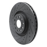 R1 2022+ Volkswagen GTI Mk 8 Front Left Drilled & Slotted Black Brake Rotor