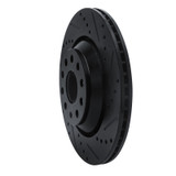 R1 15-25 Volkswagen GTI Rear Right Drilled & Slotted Black Brake Rotor