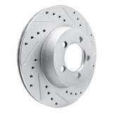 R1 1965-1972 Dodge Dart Front Right Drilled & Slotted Silver Brake Rotor