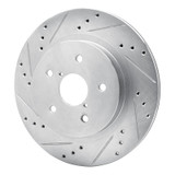R1 2015-2025 Subaru Outback Rear Left Drilled & Slotted Silver Brake Rotor