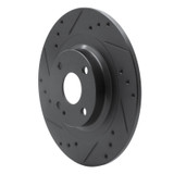 R1 2016-2025 Fiat 124 Spider Rear Left Drilled & Slotted Black Brake Rotor