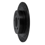 R1 1984-1988 Nissan 200SX Rear Right Drilled & Slotted Black Brake Rotor