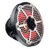 DS18 Hybrid Marine Speaker w/ Driver And RGB LEDs 8in 2-Way 350 Watts RMS 4 ohm Crbn Fiber w/ Cover