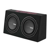 DS18 Dual 10in Shallow Enclosure w/ Subwoofer 350 Watts RMS Sealed Black Carpet