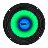 DS18 6.5in 250 Watts RMS 4ohm Mid Range Loudspeaker w/Translucent Dust Cap and Cone w/RGB LED Lights