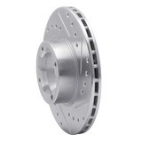 R1 83-89 Subaru BRAT Front Right Drilled & Slotted Silver Brake Rotor