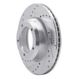 R1 90-16 Land Rover Defender 90 Front Left Drilled & Slotted Silver Brake Rotor