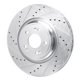 R1 21-25 Genesis GV70 Front Left Drilled & Slotted Silver Brake Rotor