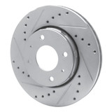 R1 00-04 Volvo S40 Front Left Drilled & Slotted Silver Brake Rotor