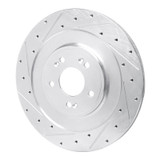 R1 21-26 Genesis G80 Rear Left Drilled & Slotted Silver Brake Rotor