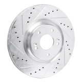 R1 19-22 Hyundai Veloster N Front Left Drilled & Slotted Silver Brake Rotor