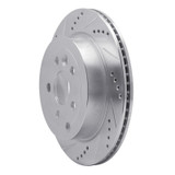 R1 08-12 Land Rover LR2 Rear Left Drilled & Slotted Silver Brake Rotor