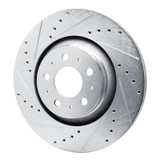 R1 20-25 Tesla Model Y Rear Left Drilled & Slotted Silver Brake Rotor