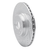 R1 12-21 Tesla Model S Rear Left Drilled & Slotted Silver Brake Rotor