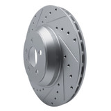 R1 17-25 Tesla Model 3 Front Left Drilled & Slotted Silver Brake Rotor
