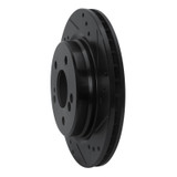 R1 92-95 Mercedes-Benz E420 Rear Right Drilled & Slotted Black Brake Rotor