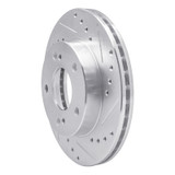 R1 96-98 Nissan 240SX Front Right Drilled & Slotted Silver Brake Rotor