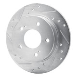 R1 89-93 Nissan Maxima Rear Left Drilled & Slotted Silver Brake Rotor