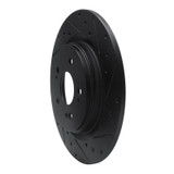 R1 18-25 Honda Odyssey Rear Right Drilled & Slotted Black Brake Rotor