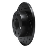 R1 79-83 Honda Civic Hatchback Front Left Drilled & Slotted Black Brake Rotor