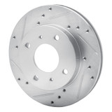R1 85-89 Nissan STANZA Front Left Drilled & Slotted Silver Brake Rotor