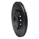 R1 14-20 Acura RLX Front Right Drilled & Slotted Black Brake Rotor