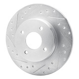 R1 84-85 Nissan 300ZX Rear Left Drilled & Slotted Silver Brake Rotor