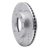 R1 06-14 Hyundai Entourage Front Left Drilled & Slotted Silver Brake Rotor