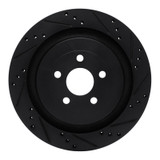 R1 19-24 Ford Edge Rear Right Drilled & Slotted Black Brake Rotor