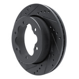 R1 20-25 Ford Transit-350 HD/DRW Rear Left Drilled & Slotted Black Brake Rotor