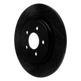 R1 20-25 Ford Mustang Rear Left Drilled & Slotted Black Brake Rotor