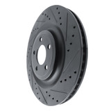 R1 20-25 Ford Police Interceptor Utility Rear Right Drilled & Slotted Black Brake Rotor