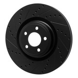 R1 20-25 Ford Police Interceptor Utility Front Left Drilled & Slotted Black Brake Rotor