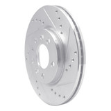 R1 94-96 Saab 900 Front Right Drilled & Slotted Silver Brake Rotor