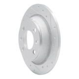 R1 86-98 Saab 9000 Rear Right Drilled & Slotted Silver Brake Rotor