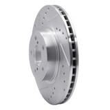 R1 90-16 Saab 9-2X Front Left Drilled & Slotted Silver Brake Rotor