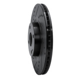 R1 16-25 Fiat 124 Spider Front Left Drilled & Slotted Black Brake Rotor