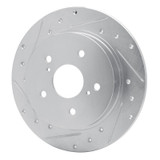 R1 07-14 Suzuki SX4 Rear Left Drilled & Slotted Silver Brake Rotor