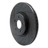 R1 04-19 Ford Focus Front Left Drilled & Slotted Black Brake Rotor