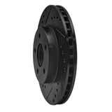 R1 89-90 Ford Thunderbird Front Left Drilled & Slotted Black Brake Rotor