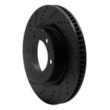 R1 10-24 Lexus GX460 Front Left Drilled & Slotted Black Brake Rotor