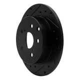 R1 06-18 Lexus HS250H Rear Left Drilled & Slotted Black Brake Rotor