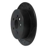 R1 04-05 Toyota RAV4 Rear Right Drilled & Slotted Black Brake Rotor