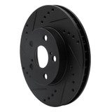 R1 94-00 Toyota Celica Front Left Drilled & Slotted Black Brake Rotor